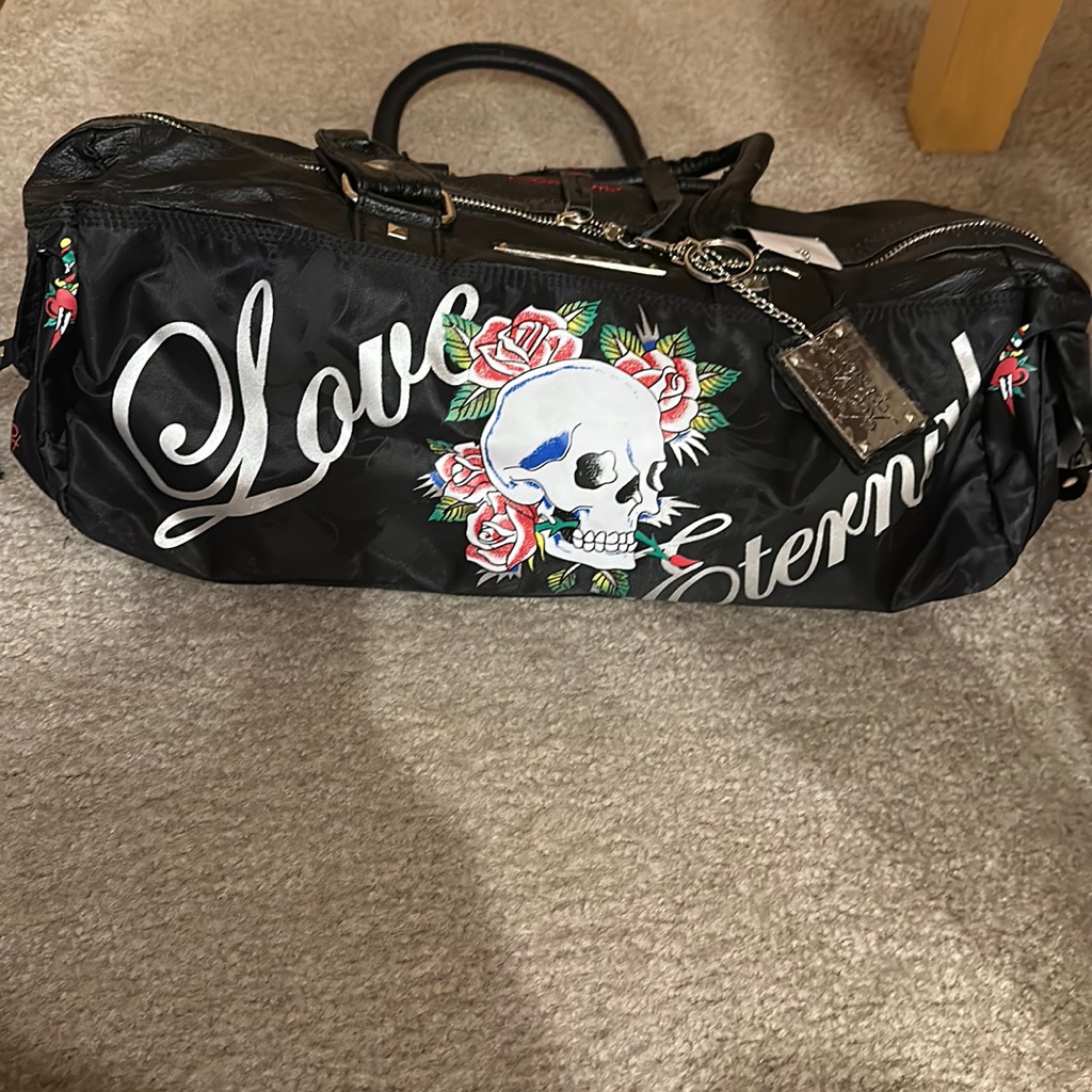 Brand New Ed Hardy Sandy Black Satchel Handbag